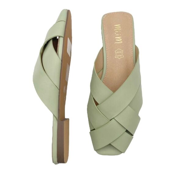 NEW Mi.iM Reece Woven Leather Mint Green Pistachio Open Toe Slide Size 7.5 NWOB - Picture 1 of 16